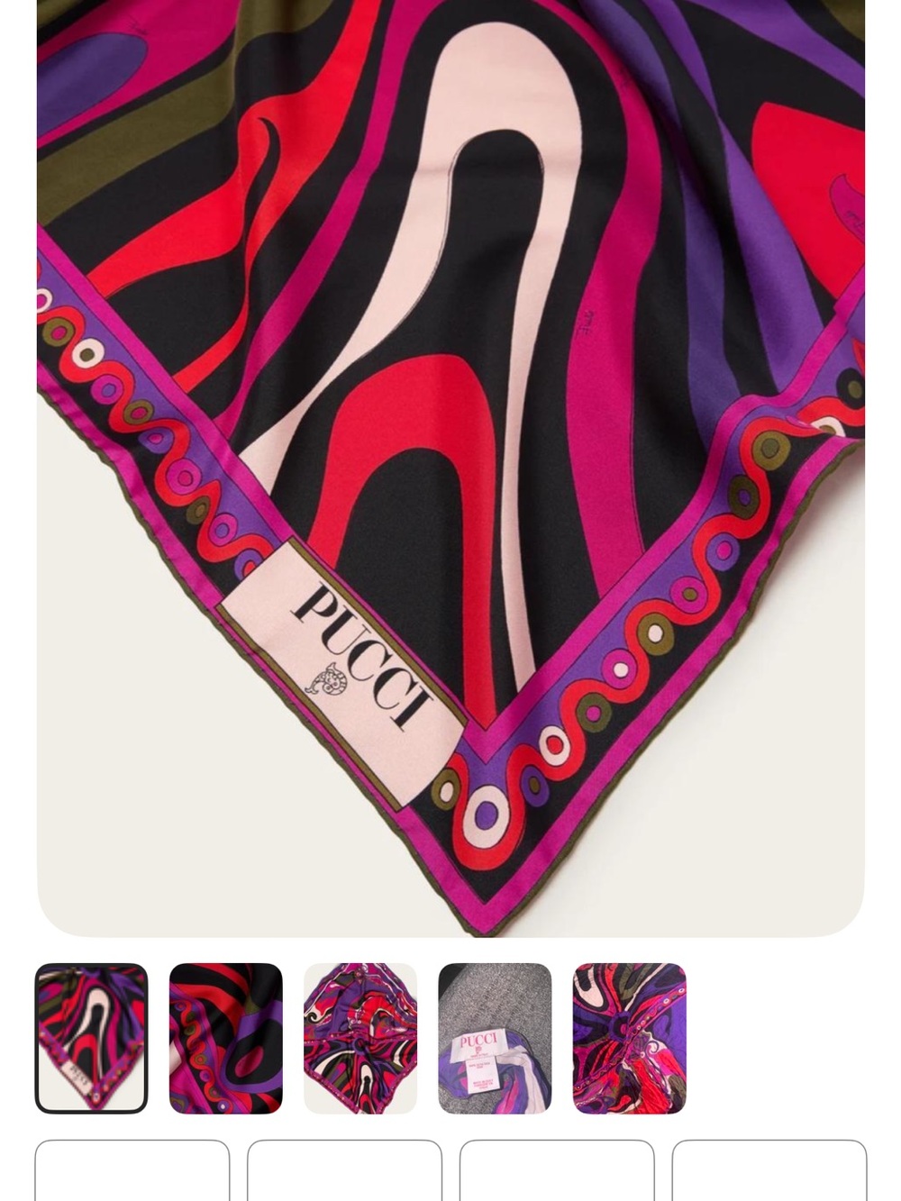 Emilio Pucci Silk Scarf — Pink, Purple & Black Abstract Print
